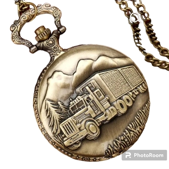 New In package Pocket watch 16" chain Bronge Trucker new - Picture 13 of 14